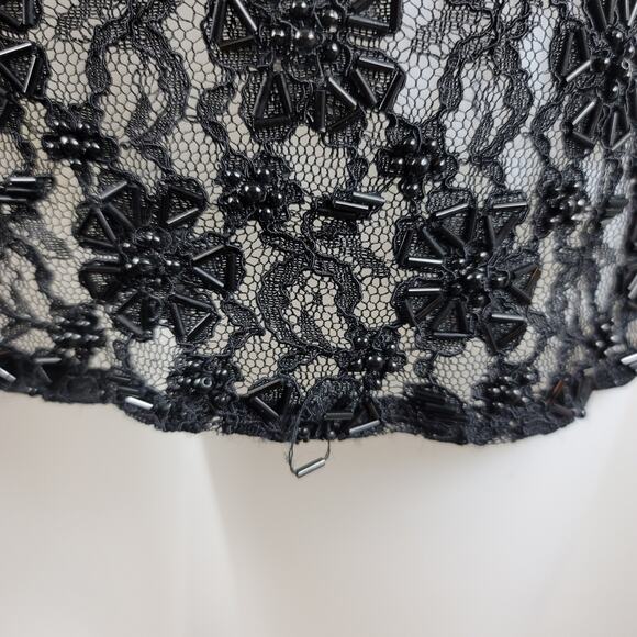 Chico's Design Semi Sheer Lace Beaded Blouse Women 3-L - Picture 4 of 6